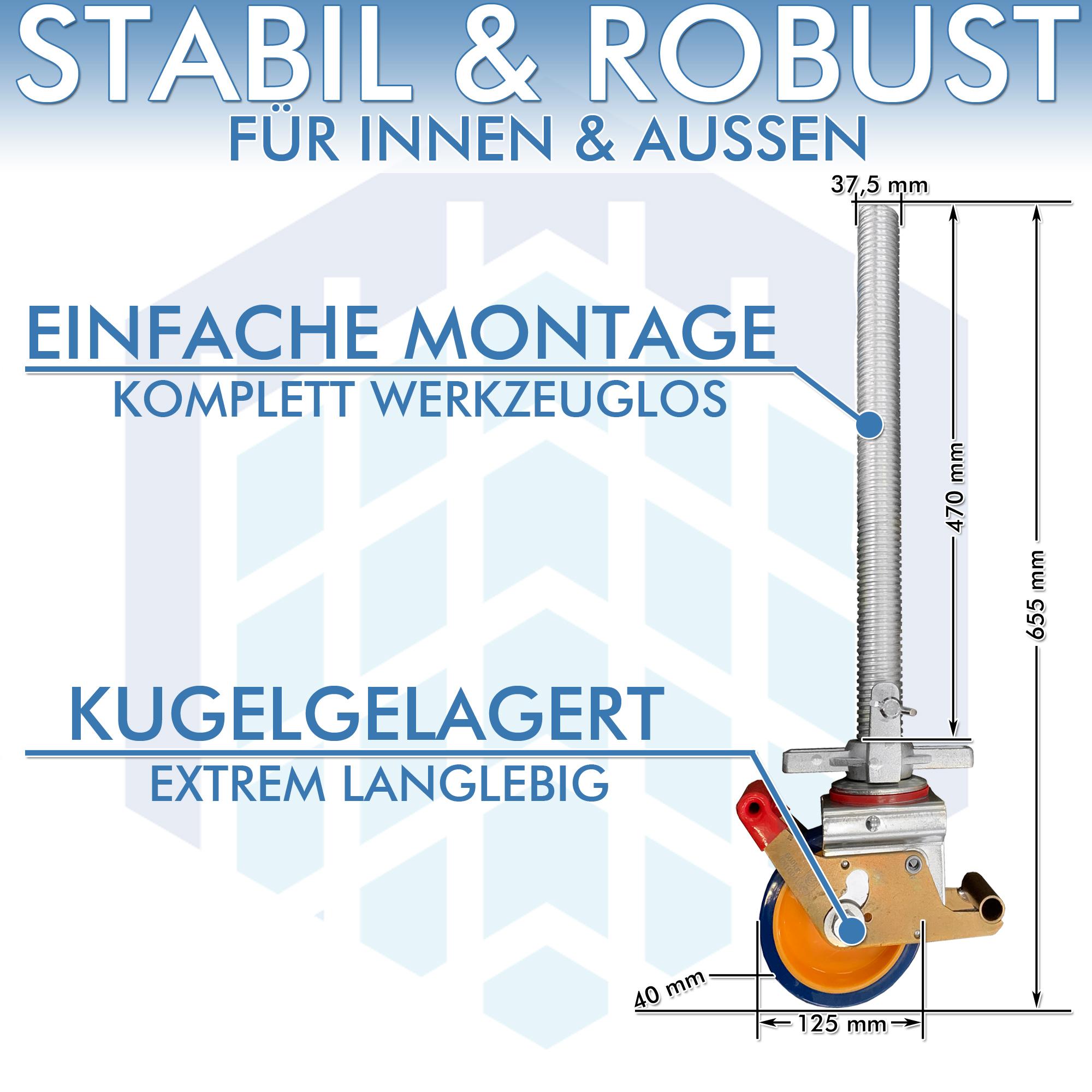 AC Steigtechnik 4 Stück Gerüstrollen 125 mm kompatibel zu Layher* - Gerüsten – Bild 2