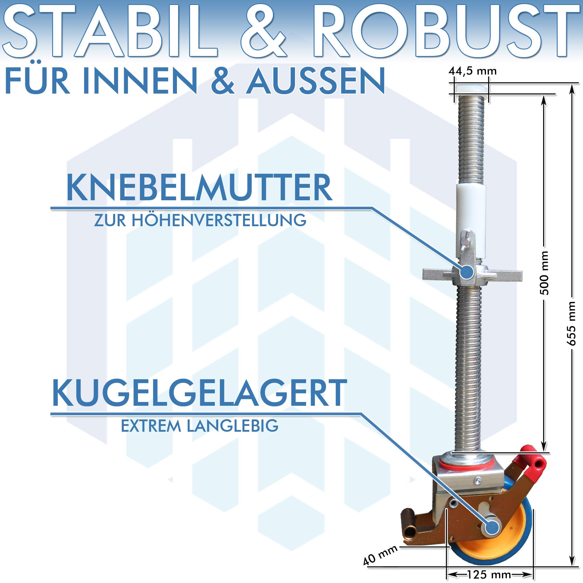 AC Steigtechnik 4 Stück Gerüstrollen 125 mm, universal kompatibel – Bild 9