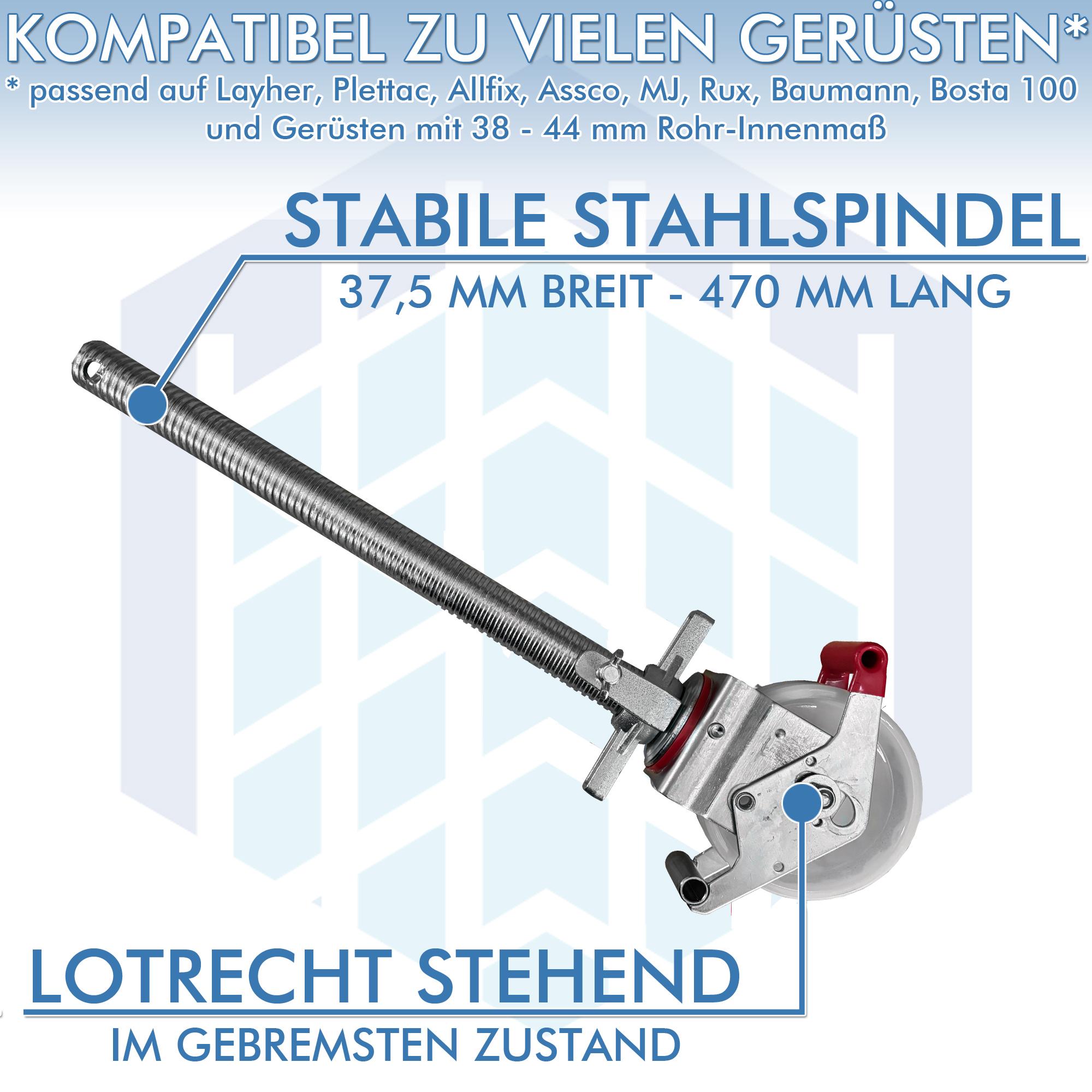 AC Steigtechnik 4 Stück Gerüstrollen 150 mm kompatibel zu LAYHER* - Gerüsten – Bild 2