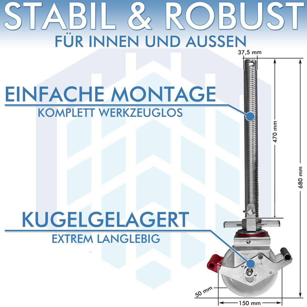 AC Steigtechnik 1 Stück Gerüstrolle 150 mm kompatibel zu LAYHER* - Gerüsten