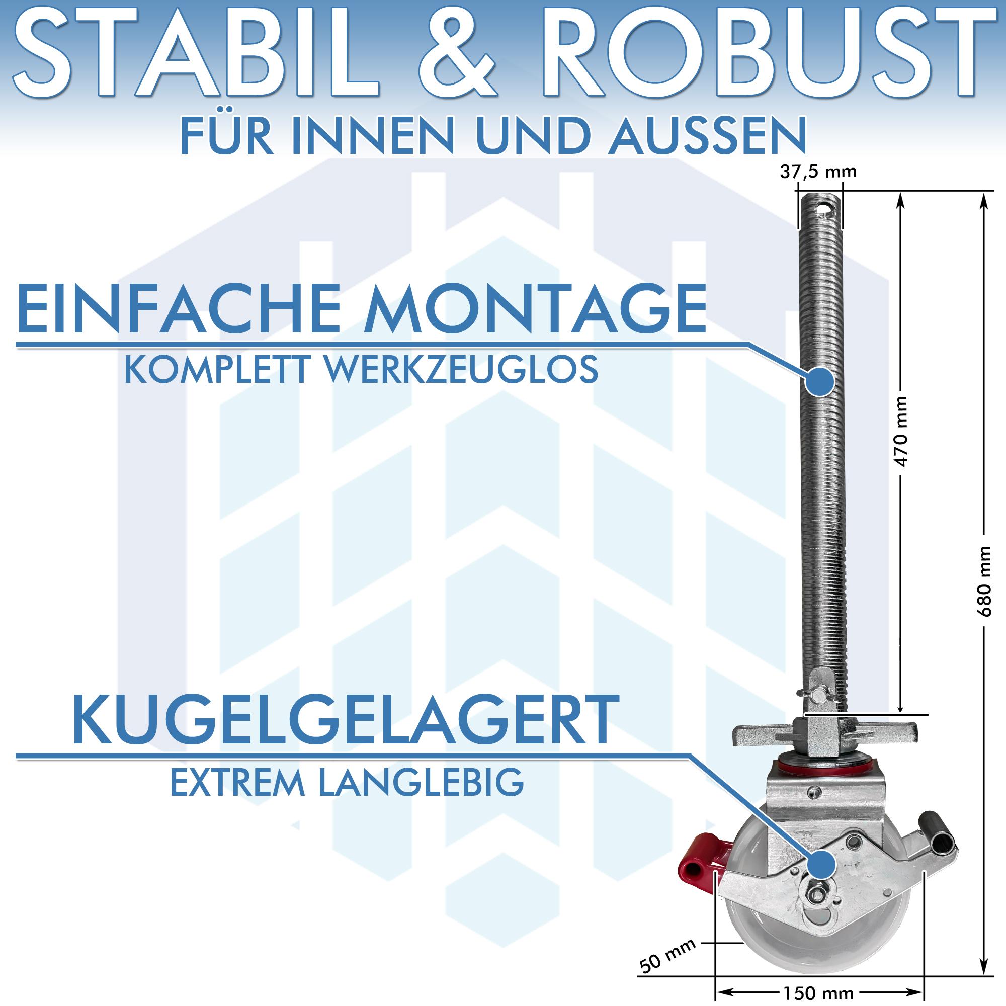 AC Steigtechnik 4 Stück Gerüstrollen 150 mm kompatibel zu LAYHER* - Gerüsten – Bild 4