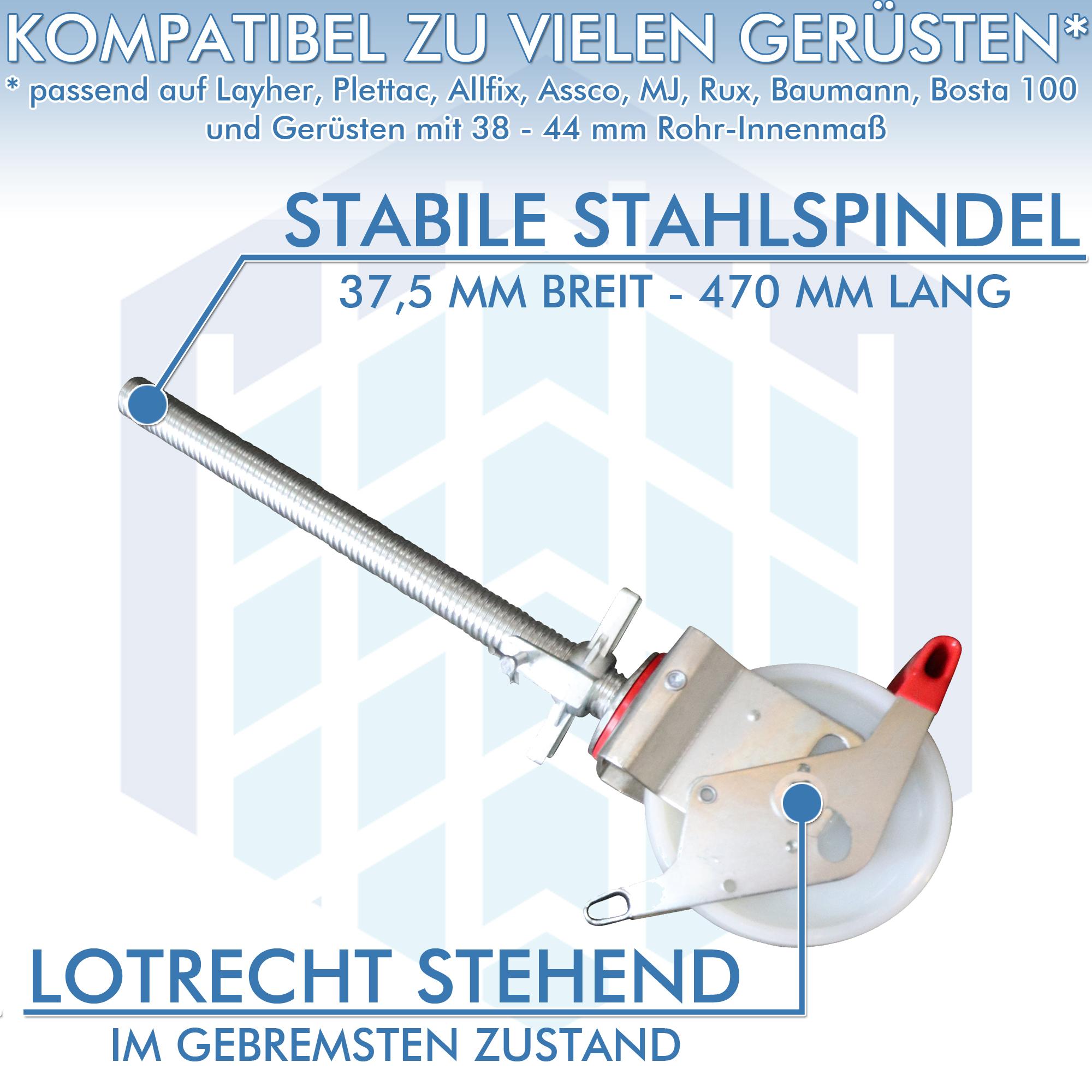 AC Steigtechnik 4 Stück Gerüstrollen 200 mm, LAYHER* kompatibel – Bild 8