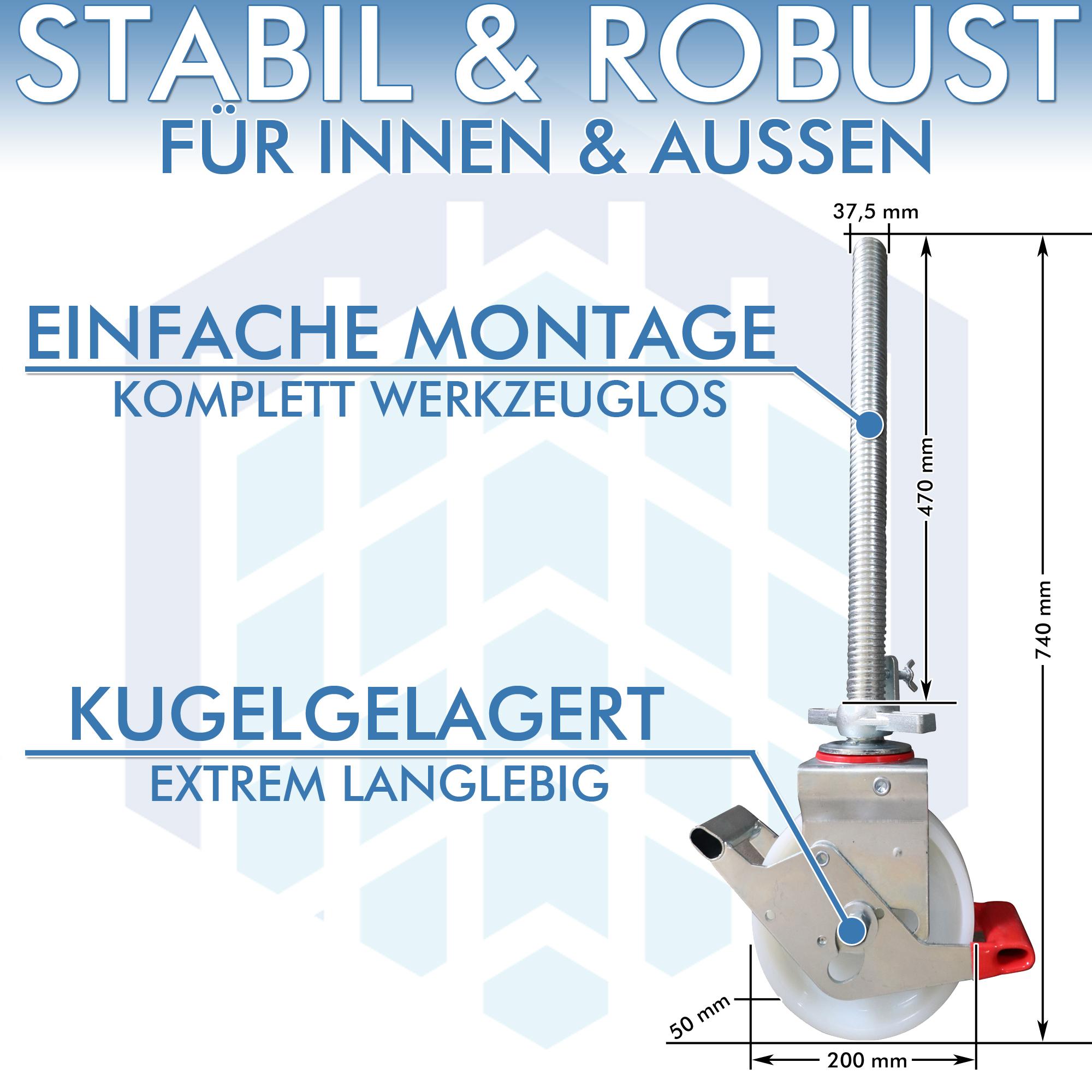 AC Steigtechnik 4 Stück Gerüstrollen 200 mm, LAYHER* kompatibel – Bild 10