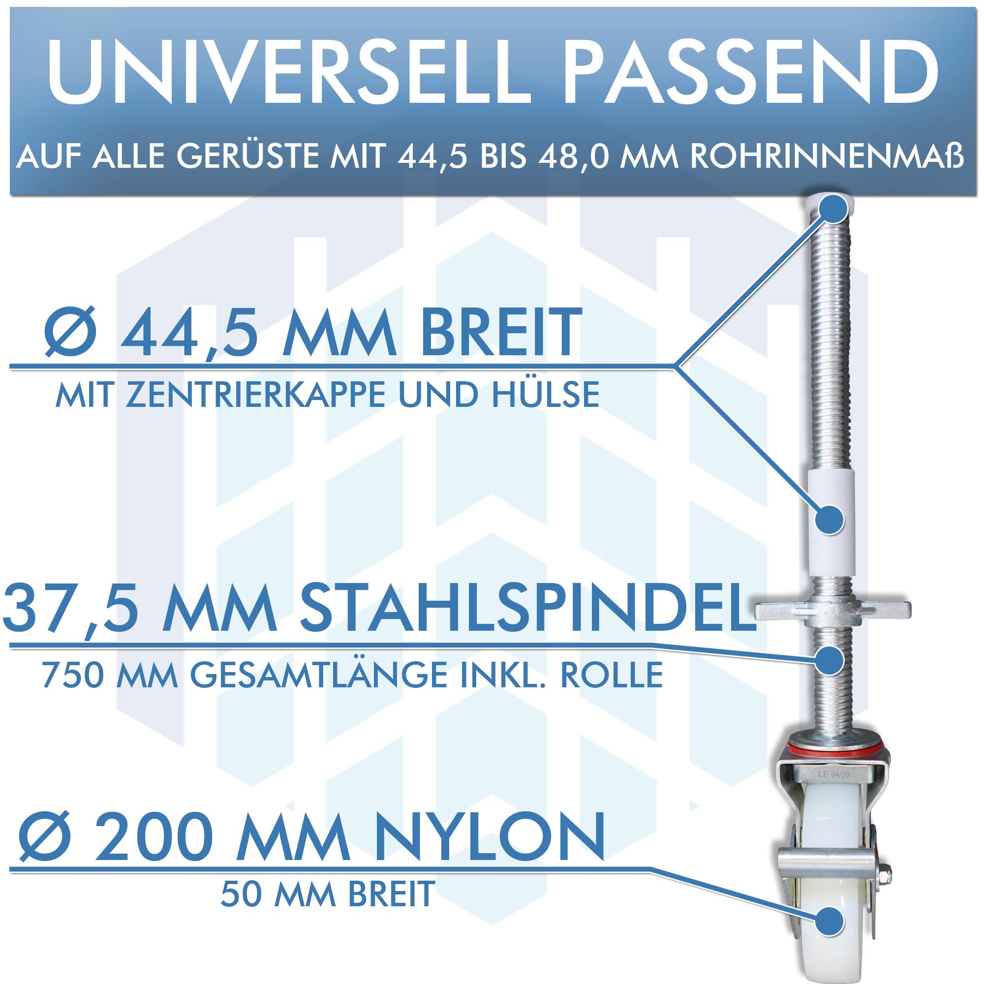 AC Steigtechnik 4 Stück Gerüstrollen 200 mm Nylon, universal kompatibel – Bild 9