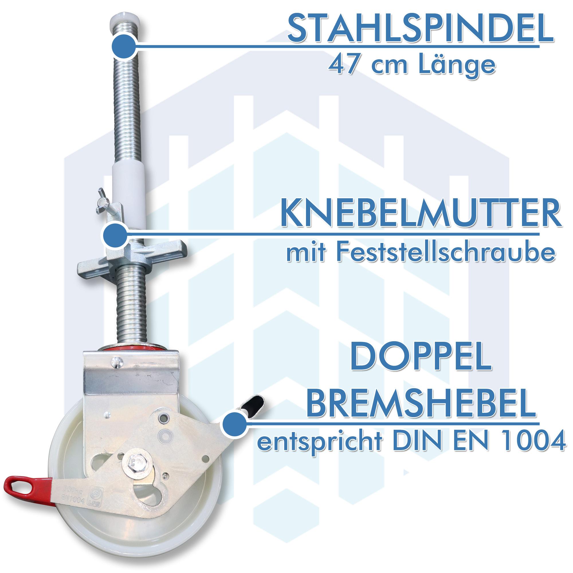 AC Steigtechnik 4 Stück Gerüstrollen 200 mm Nylon, universal kompatibel – Bild 8