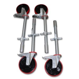 AC Steigtechnik Rollen 200 mm mit Stahlspindel, Schwenkrollen BASIC rot-schwarz, 4er Set