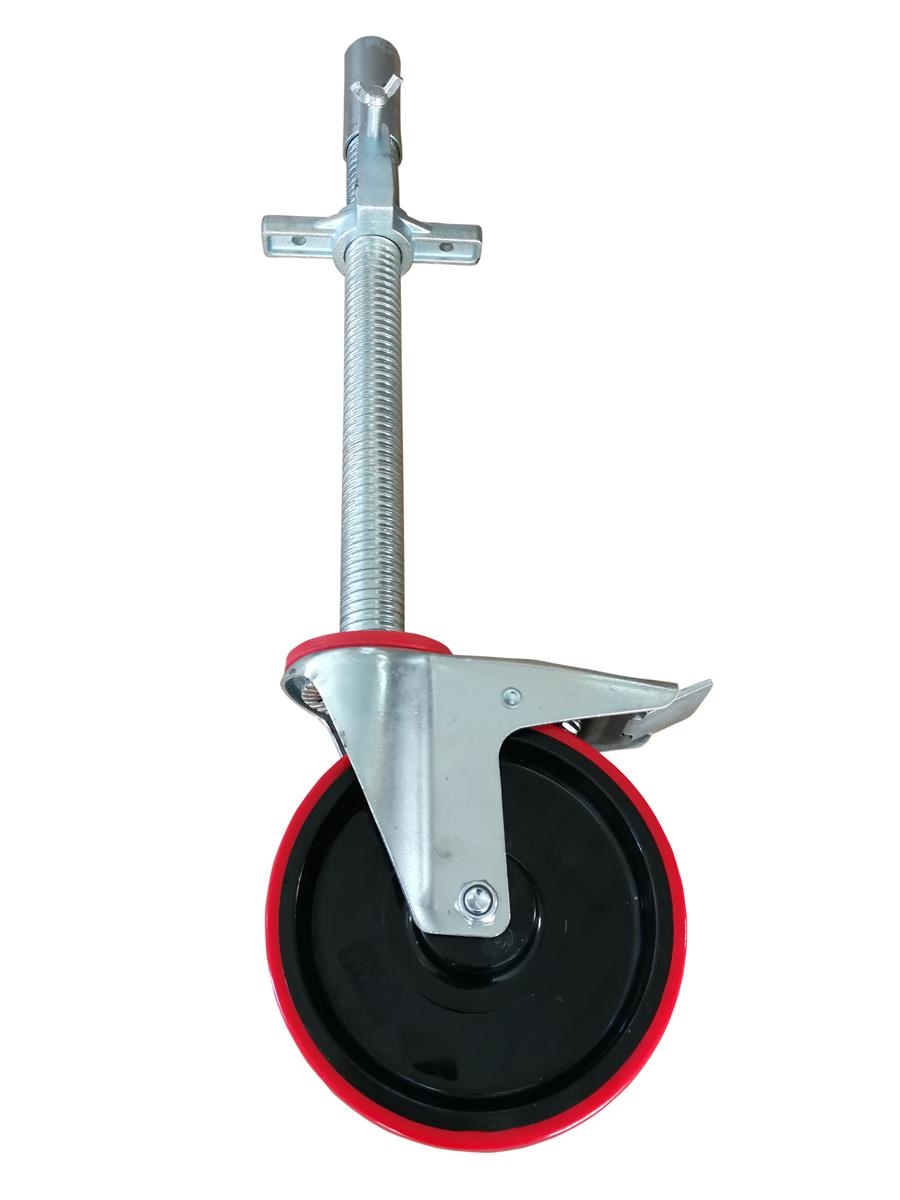 AC Steigtechnik Rollen 200 mm mit Stahlspindel, Schwenkrollen BASIC rot-schwarz, 4er Set – Bild 3